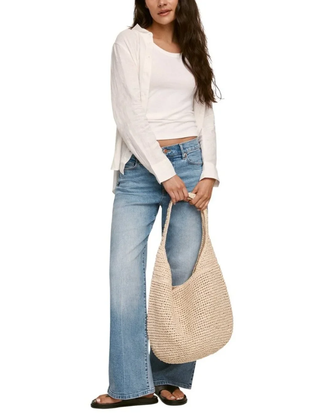 Banana Republic Marled Raffia Tote Bag Tan (Natural) Colorways, NEW